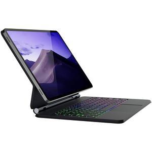 갤럭시 탭 S10 플러스/S9 /S9 FE /S8 /S7 키보드 케이스 12 4인치 마그네틱 케이스, 터치패드 블루투스 백라이트 플로팅 캔틸레버 스탠드 슬림 보호 커버 폴리오 블랙