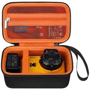 코닥 픽스프로 WPZ2 디지털 카메라용 엘론보 휴대용 케이스, 하드 여행 가방, 견고한 방수 충격 방지 4K 비디오 브이로그 카메라 보관 커버, 메시 포켓 배터리 케이블 장착, 블랙+오랑
