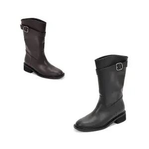 [무크] 여화 아우라 소가죽 투웨이 하프부츠 2colors