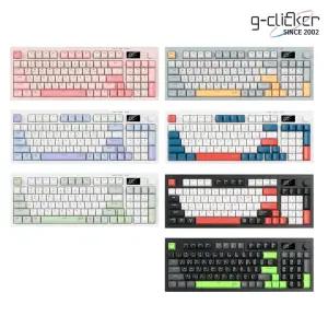 지클릭커 사일런스M RGB 풀윤활 무소음 방수 무선 블루투스 LCD 키보드 WK50 94키 hen