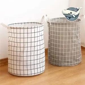 스타일리시한 수납용 세탁 바구니 패브릭 소재 빨래 라탄바구니 세탁바구니 빨래통
