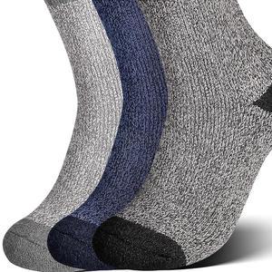 예블루스 울 양말 남성 5켤레, 겨울 두꺼운 메리노 웜 하이킹 양말, 부드러운 캐주얼 보온 크루