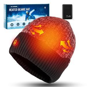 남성용 제코프 온열 모자, 7.4V/7000mAh 충전식 배터리가 장착된 비니, 야외 활동, 자전거 타기, 하이킹, 스키를 위한 3가지 온도 설정의 겨울 모자