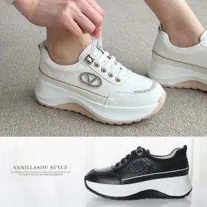 [바닐라슈] 베르니 큐빅 밴딩끈 데일리 키높이 스니커즈(4cm)