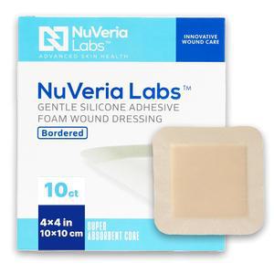 누베리아 랩스 병원 등급 경계 실리콘 폼 드레싱 - 부드러운 가 불편함을 최소화하는 데 도움을 줍니다, 4 x 정사각형, 각 상자당 10개