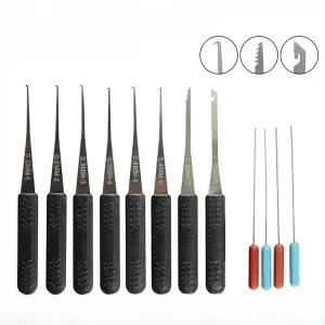 호환  12PCS 잠금 해제 열쇠공 연습용 잠금 장치 추출기 자쇠 락픽 도구 세트