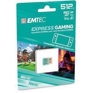 EMTEC Express 게이밍 마이크로SD, 마이크로SD 7.1 PCIe NVMe, 최대 880MB/s 읽기, 700MB/s 쓰기, 닌텐도 스위치 2용 SSD 수준 속도, 콘솔, 4K UHD(청록색, 512, GB)