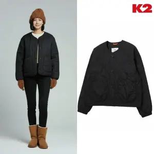 [백화점 출고] K2 패딩 여성 실크스타 웨이브 에코 블랙 와이드핏 경량 숏 자켓 점퍼