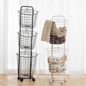 유럽식 스텐 2단 3단 빨래 스탠드형 분류 바구니 세탁바구니 이동식