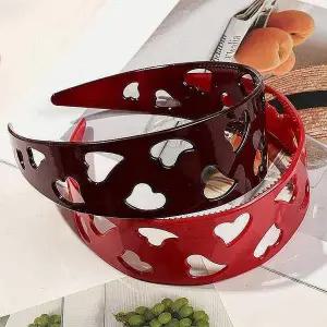 [콩심팥심]여성 하트 와이드 헤어밴드 데일리 머리띠 여자데일리룩소품