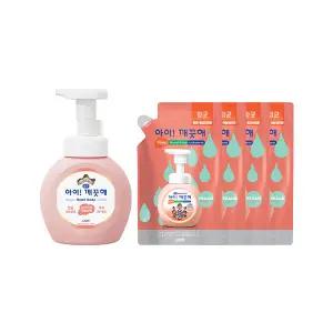 아이깨끗해 핸드워시 용기 복숭아 250ml, 1개 + 리필 200ml, 4개