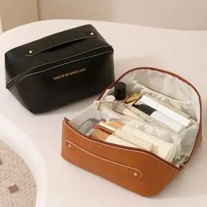가죽손잡이파우치 손잡이 가죽 메이크업 박스 여행용 화장품 파우치 백 가방