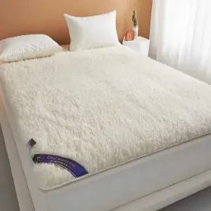 천연 양털 침대 매트 카페트 이불 호주산 러그 양모 흰색 두꺼운 긴털 울 매트리스 쿠션 화이트 80x190cm
