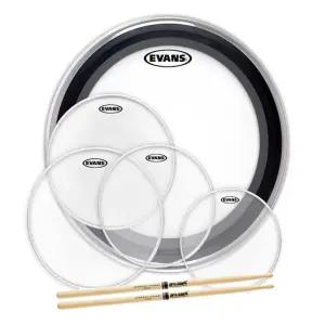 에반스 USA 아메리칸 업그레이드 드럼헤드 드럼피 세트 풀패키지 (프로마크 5A 스틱 1조 포함)