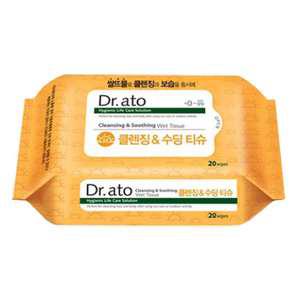 닥터아토 클렌징앤수딩 티슈 휴대 20매 물티슈 손입 세정 얼굴 눈가