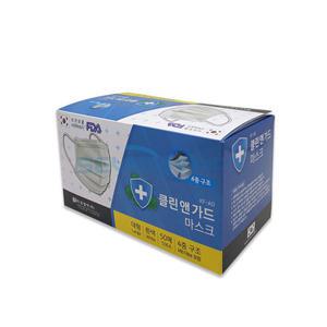 식약처인증 클린앤가드 국산 의료용 덴탈마스크 50매  KF-AD 비말차단 화이트 블루