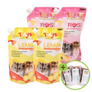 TAYSA 대용량 햄스터 목욕모래 1kg 장미 2개+레몬 2개 향긋한 햄스터 모래로 위생과