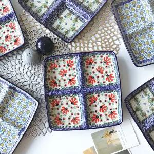 폴란드그릇 아티스티나 정사각 네칸나눔접시 택1