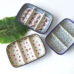 폴란드그릇 아티스티나 찬기 직사각 세칸나눔접시모음