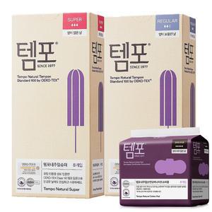 동아제약 템포모음 탐폰 체내형 생리대 유기농순면 중형 대형