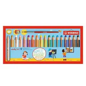스타빌로 우디 색연필 18색 3 in 1 두꺼운 심 선물