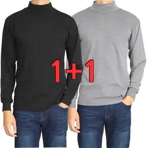 [아재나라]1+1 겨울 남자 국산 면스판 반 목폴라티셔츠 YSTD1002