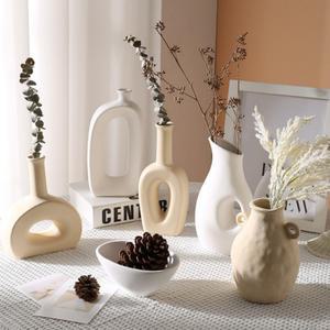 [클린마마] 모던 인테리어 북유럽 세라믹 화병 클레이 꽃병 10종 택1 그레이 베이지