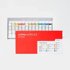 알파 학생용 아크릴 물감 13색 리뉴얼 제품 붓 물통