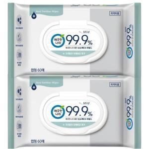 깨끗한나라 손 소독티슈 캡형 60매 10팩 SD