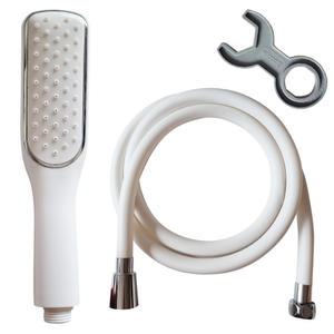 두진바스 화이트 슬림 샤워기 헤드 + 꼬임방지 튜브형 샤워호스 화이트 세트, 2m, 1개
