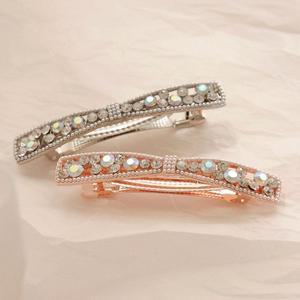 [제이로렌] 리본 슬림 큐빅 반묶음 자동 헤어핀 H01007