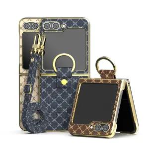 플라핏 갤럭시 Z플립5 골든 로드 링 숄더스트랩 가죽 케이스