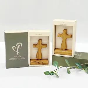(무료각인 무료선물포장) 기도손 십자가 2종 티크통원목 나무십자가 교회성당선물