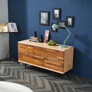 시론 고무나무 원목 2단 거실장 1200