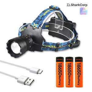 7800mAh 대용량 4구 레이저 LED 충전식 헤드랜턴 해드랜턴 안전모 줌 기능