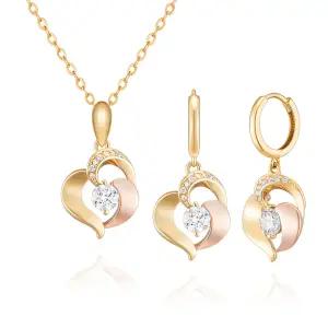 14K 세트 금 귀걸이 목걸이 로맨틱 하트