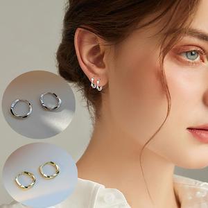 S925 순은 뫼비우스 서클 귀걸이 원터치 은92.5% 은침 골드 실버