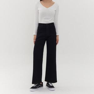 [진마니아] 블랙 히든밴딩 와이드 부츠컷 데님 팬츠