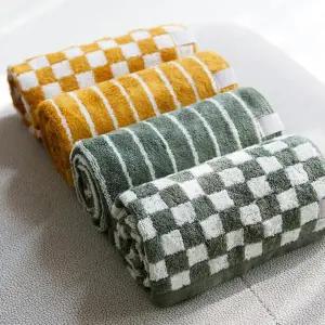 [기라로쉬]  30수 뱀부 180g 체스 그리드 세면타올 (40x80cm) 4매