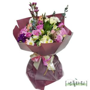 핑크혼합 꽃다발 / 생일꽃배달 프로포즈꽃 예쁜꽃바구니 백송이 선물/ 천사난플라워