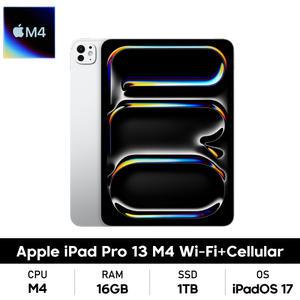 Apple 아이패드 프로 13 7세대 M4 WiFi + 셀룰러 1TB 실버 (MVXX3KH/A)_SS