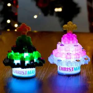 디폼 블럭 트리 미니 무드등 만들기 세트 크리스마스 led 소품 미술 활동 재료 공예 diy 키트 방과후 돌봄 수업 교구 복지관