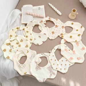 베이루 순면 아기 턱받이 신생아 거즈 스카프빕 유아 이유식 침받이 5종 세트