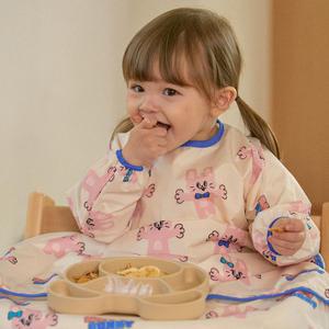 자기주도 이유식 턱받이 오픈형 풀커버 방수 식탁일체형 앞치마