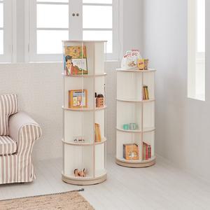 [비앙스] VONI 자작원목 HPL 원형 회전책장 4단 화이트