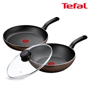 테팔 인덕션 라이트쿡 3종(팬28+웍28+유리뚜껑28)