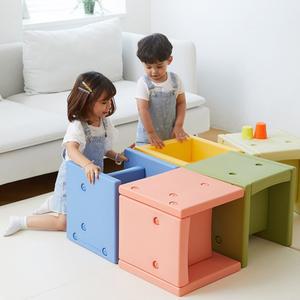 에듀플레이 어린이 큐브의자 사각 영유아 의자 책상겸용 다기능 유치원 어린이집