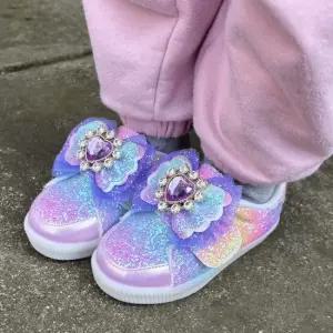 릴리 글리터 리본 LED 여아 운동화