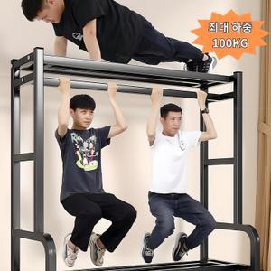 빌리모 BILIMO 튼튼한 철제 스탠드 2단 선반 이불 케리어 수납 가능한 이동식 옷걸이 행거