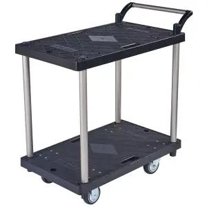 다용도 서빙카트 플라스틱 대차판 블랙 2단 소형